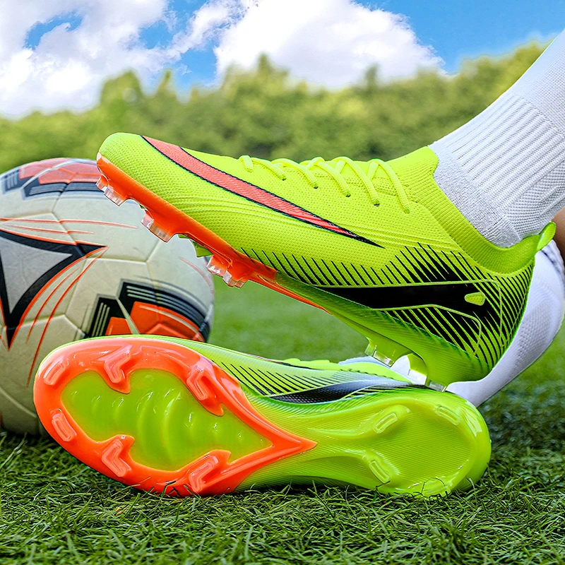 

New Men Soccer Shoes FG Non-Slip Soccer Cleats Football Boots Training Shoes Long Spikes Ultralight Outdoor Drop Shipping