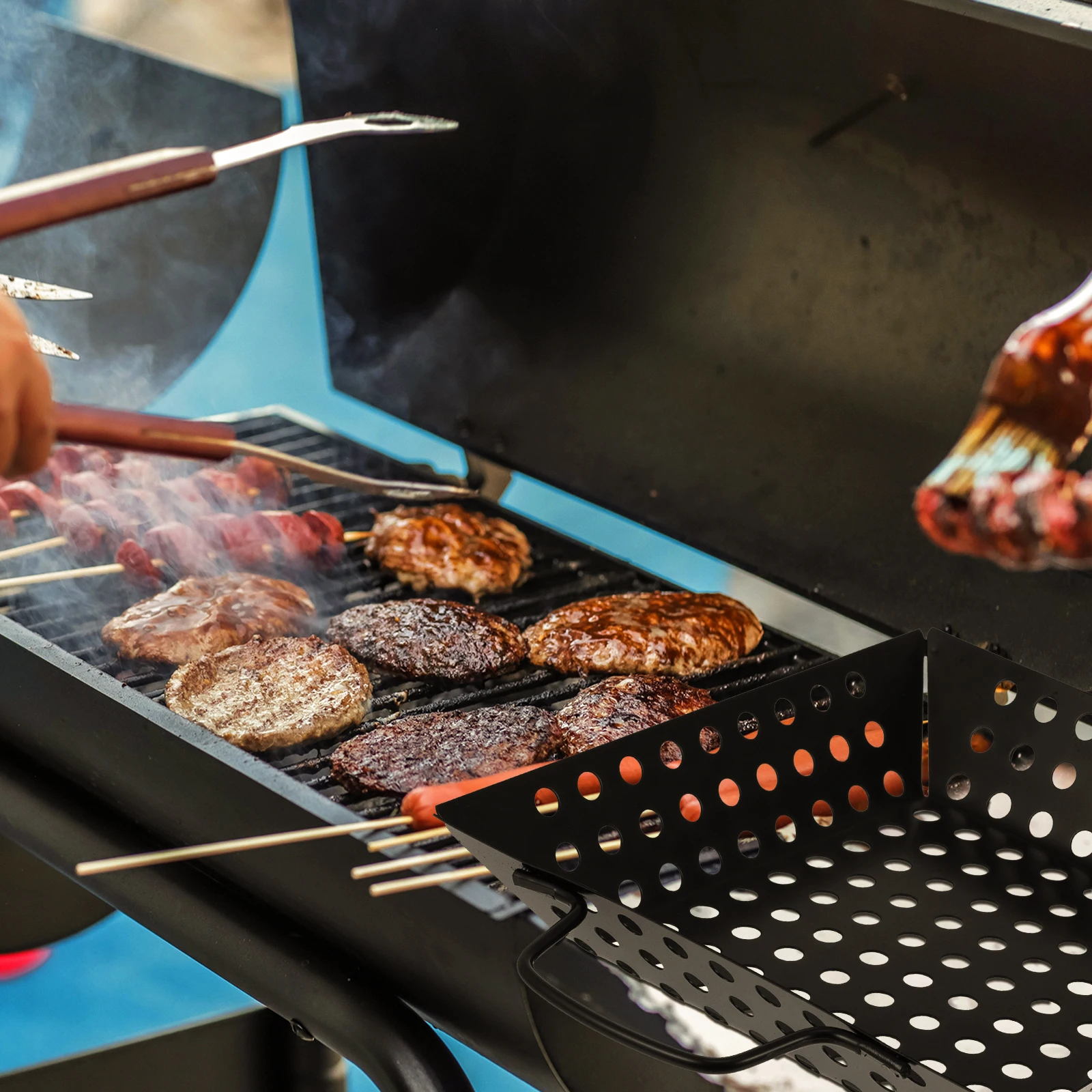 

Non-Stick BBQ Grill Pan Large Capacity Vegetable Tray Portable Barbecue Accessories Grilling Platter