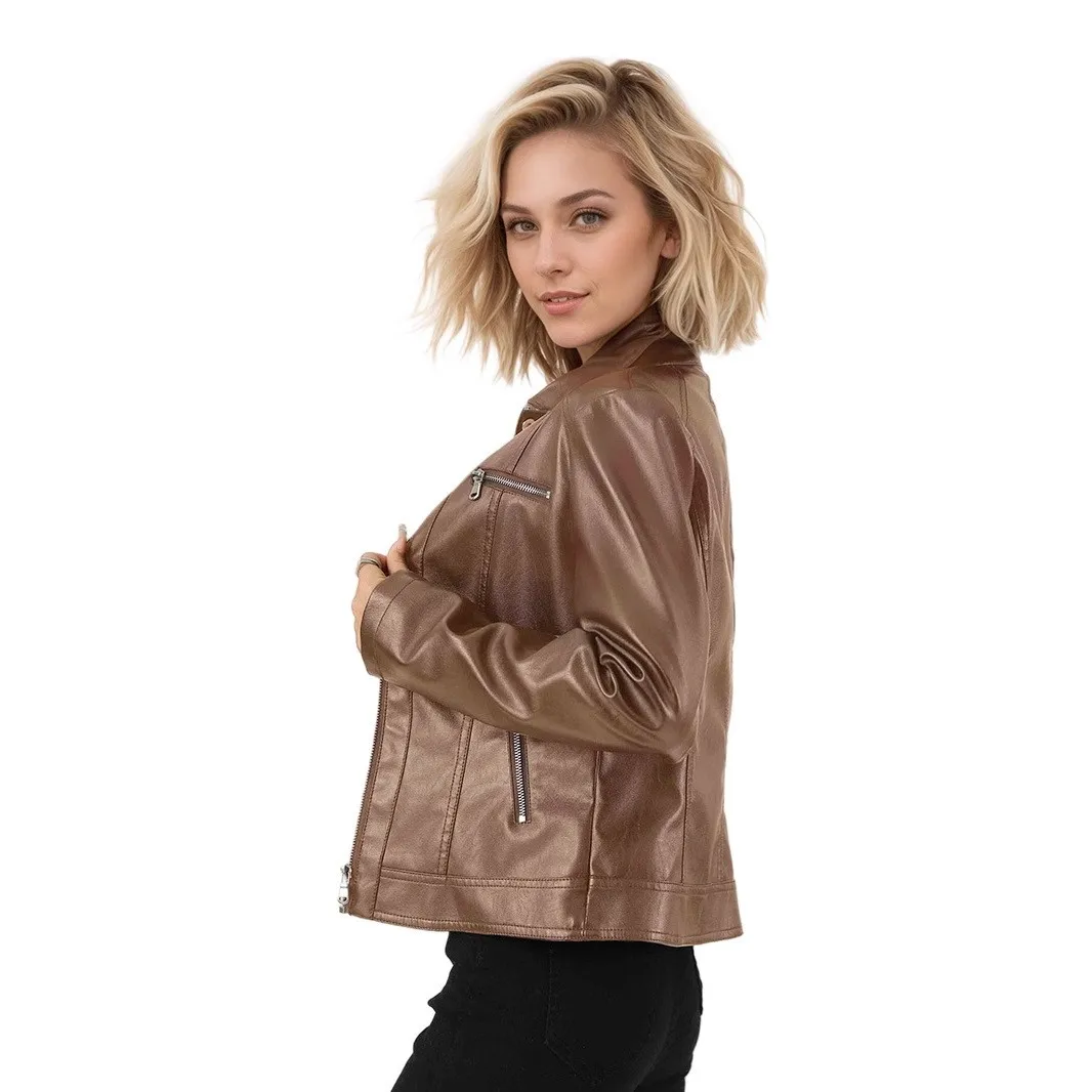 Fitted Waist Long Sleeves Coat Regular Length Professional with Elegant Office Style Spring Jacket Women Stand Collar Jacket