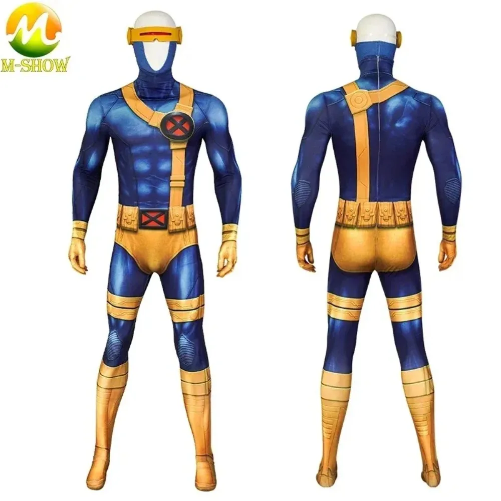 

Cyclops Cosplay Costume Bodysuit with Mask 3D Print Muscle Shade Jumpsuit Cyclops Zentai Suit