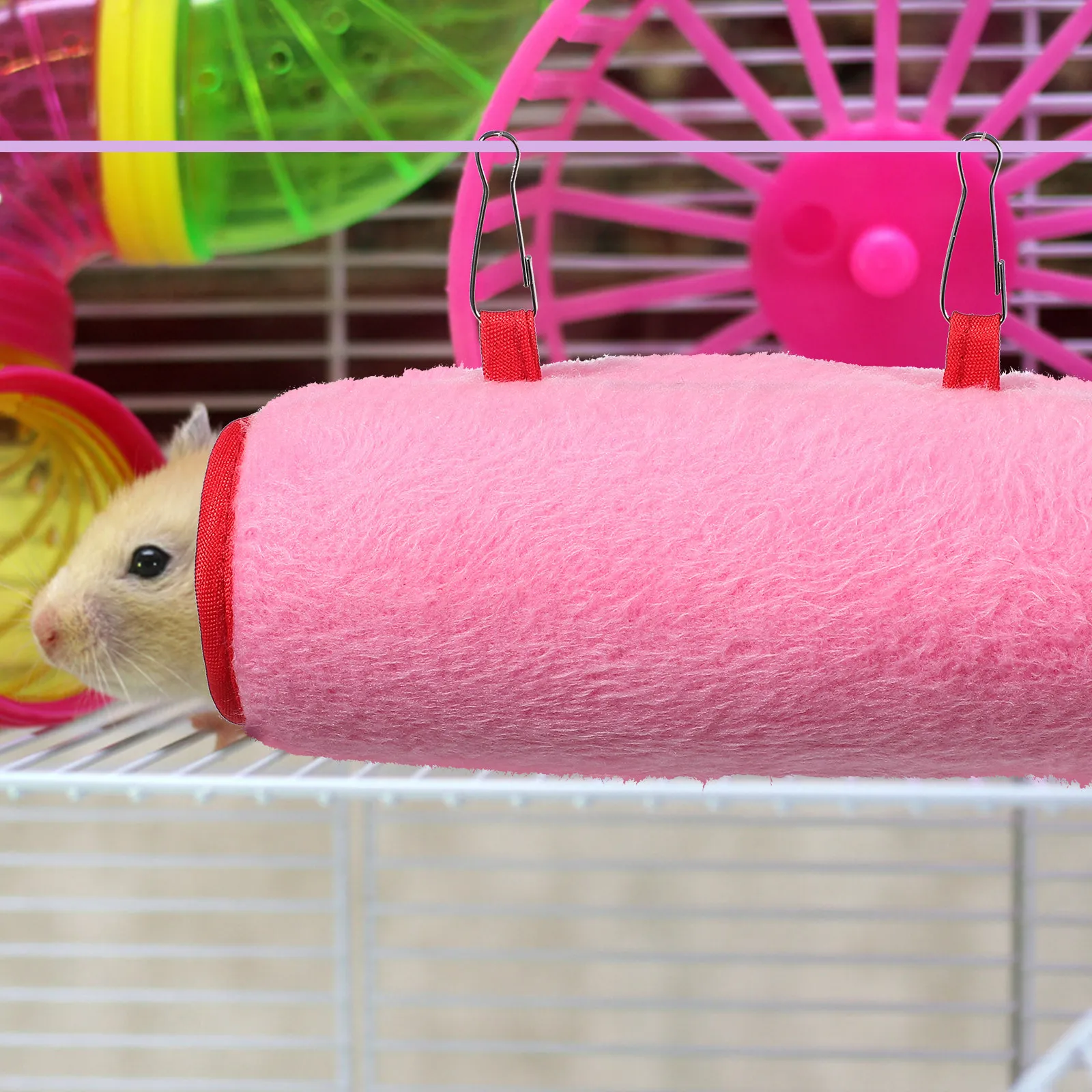 1Set Pink Cotton Hanging Pet Nest Warm Bed Comfortable Soft Small Pet Resting Sleeping Tunnel Hamster House Winter Cozy Shelter