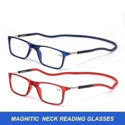 Loycco Adjustable Hanging Neck Presbyopia Glasses Men Permanent Magnetic Portable Reading Glasses Women Full Frame Square Gafas