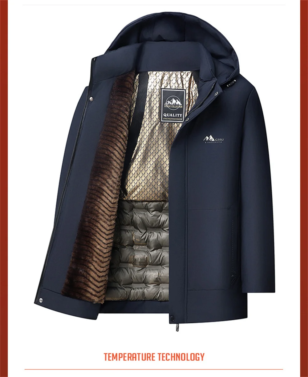 

Men's Detachable Coarse Wool Coat, Men's Cotton Hooded Leather Coat, Men's Solid-color Warm Business Casual Jacket for Winter