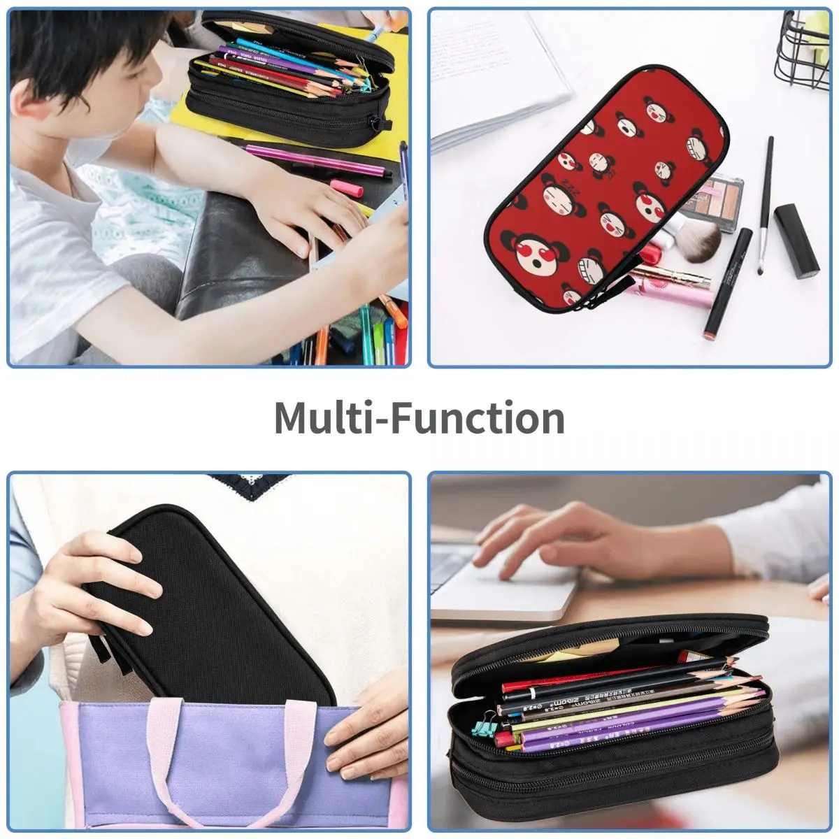 Pucca (3) Pencil Cases Large Capacity Pen Bags Pen Box Pencil Pouch For Boys Girls Students Stationery School Office