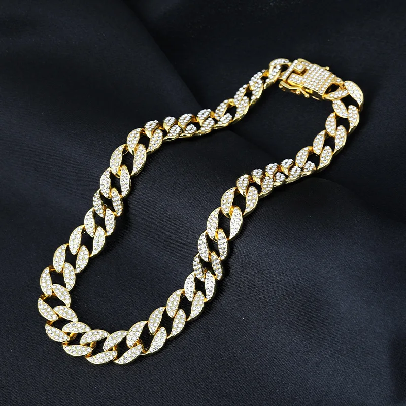

2025 Trendy necklace, all-diamond thick bracelet, collarbone chain