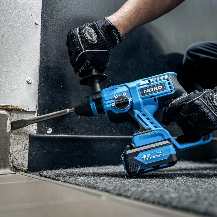 Cordless Rotary Hammer Drill for Heavy-Duty Demolition and Construction Applications with 20-Volt Li-ion Rechargeable Battery F