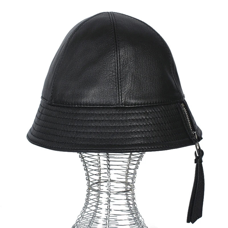 

Корейские/Японские модные весенние женские шляпы-ведра из натуральной кожи, женские уличные кепки на молнии, мужские рыбацкие коричневые кепки-бейсболки