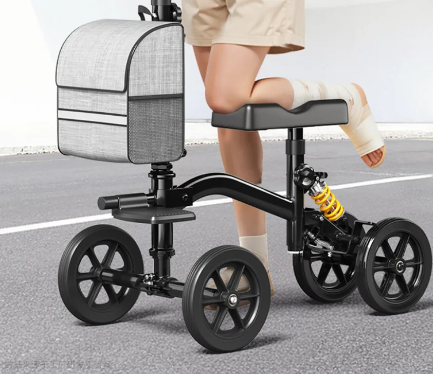 Portable Folding Shopping Cart for Elderly with Leg Disability Fracture Recovery Height Adjustable Safety Brake One Leg Support