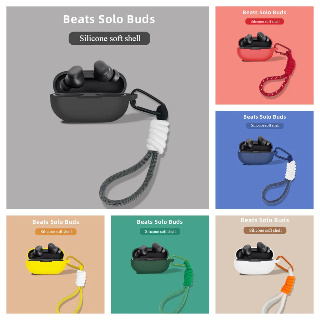 

Чехол для Beats Solo Buds, мягкий защитный силиконовый чехол с брелоком-ремешком