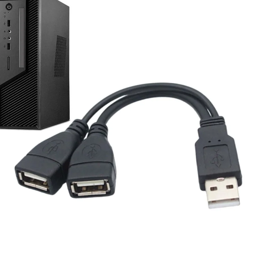 Cavo dati di ricarica USB Cavo di prolunga da 1 maschio a 2 femmine Adattatore di espansione splitter USB 2.0 per la ricarica della trasmissione dati dell'auto del PC