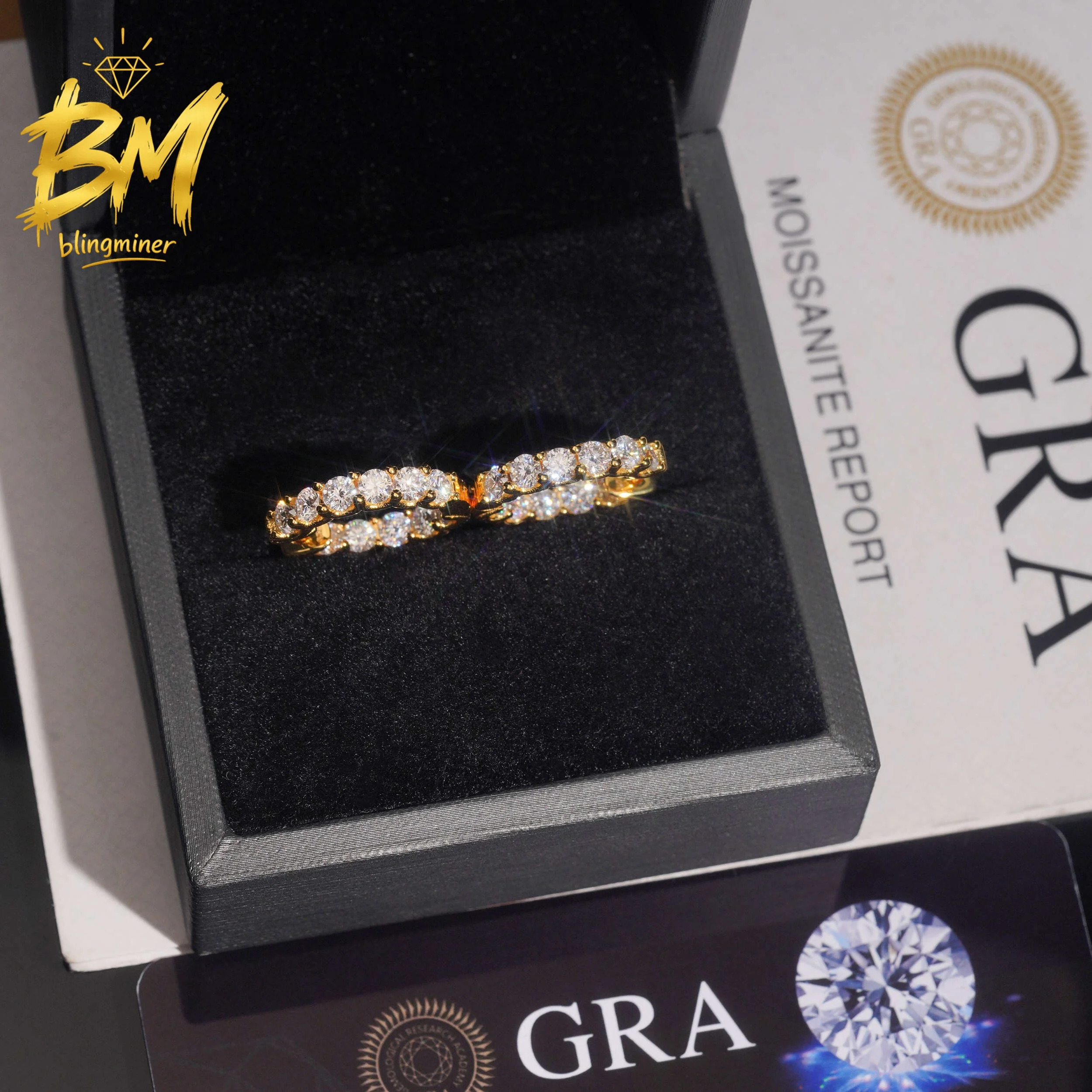 Blingminer S925 Silver 3.0mm Hoop VVS Moissanite Earrings For Men Women Ear Studs Jewelry Pass Diamonds Tester GRA Free Shipping