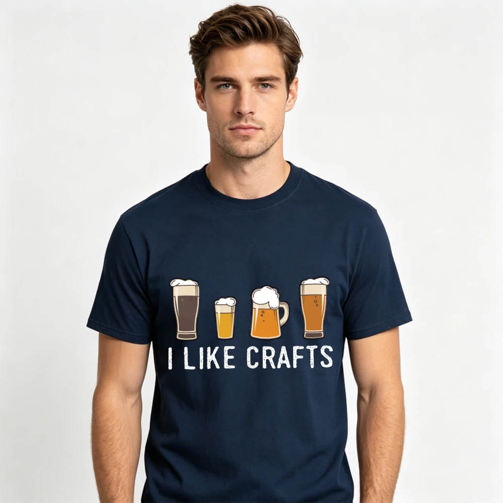 Craft Beer Lover Summer Casual I Like Crafts Graphic Design Cotton Men T-Shirt for Beer Enthusiasts Party Gift Apparel Tops