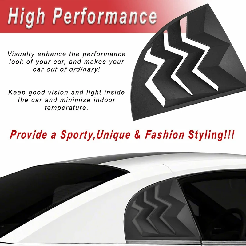 Rear Side Window Louver Windshield Sun Shade Cover For Ford Mustang 1999-2004 in GT Lambo Style ABS Matte Black (Pair)