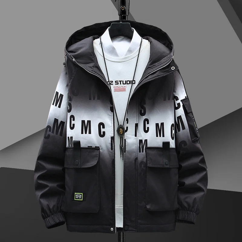 

Куртка мужская демисезонная тонкая с капюшоном, в стиле хип-хоп