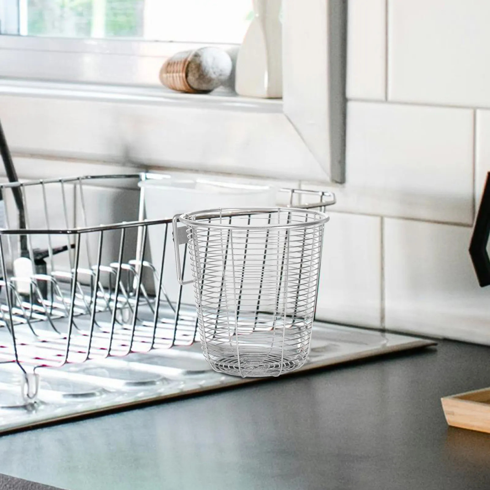 Stainless Steel Utensil Drying Basket Dishwasher Safe Wall Mount Countertop Storage Holder for Chopsticks Spoons Flatware