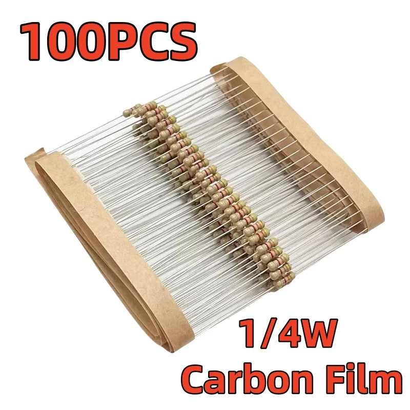 100PCS 1/4W Carbon Film Resistance 5% 0.25W 0R-22M 0 2.2 10 100 120 150 220 270 330 470 1K 2.2K 4.7K 10K 100K 470K 1M 10M 20M