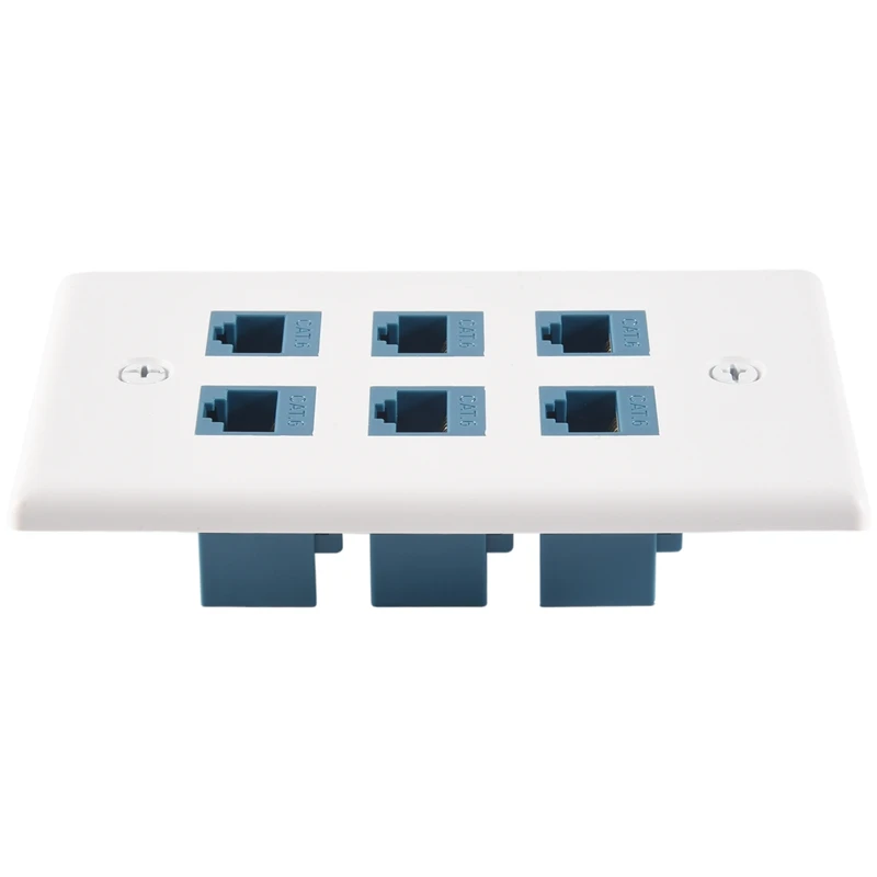 Cat 6 Ethernet Wall Plate 6 Port,Ethernet Wall Plate Female-Female Removable Compatible with Cat7/6/6E/5/5E