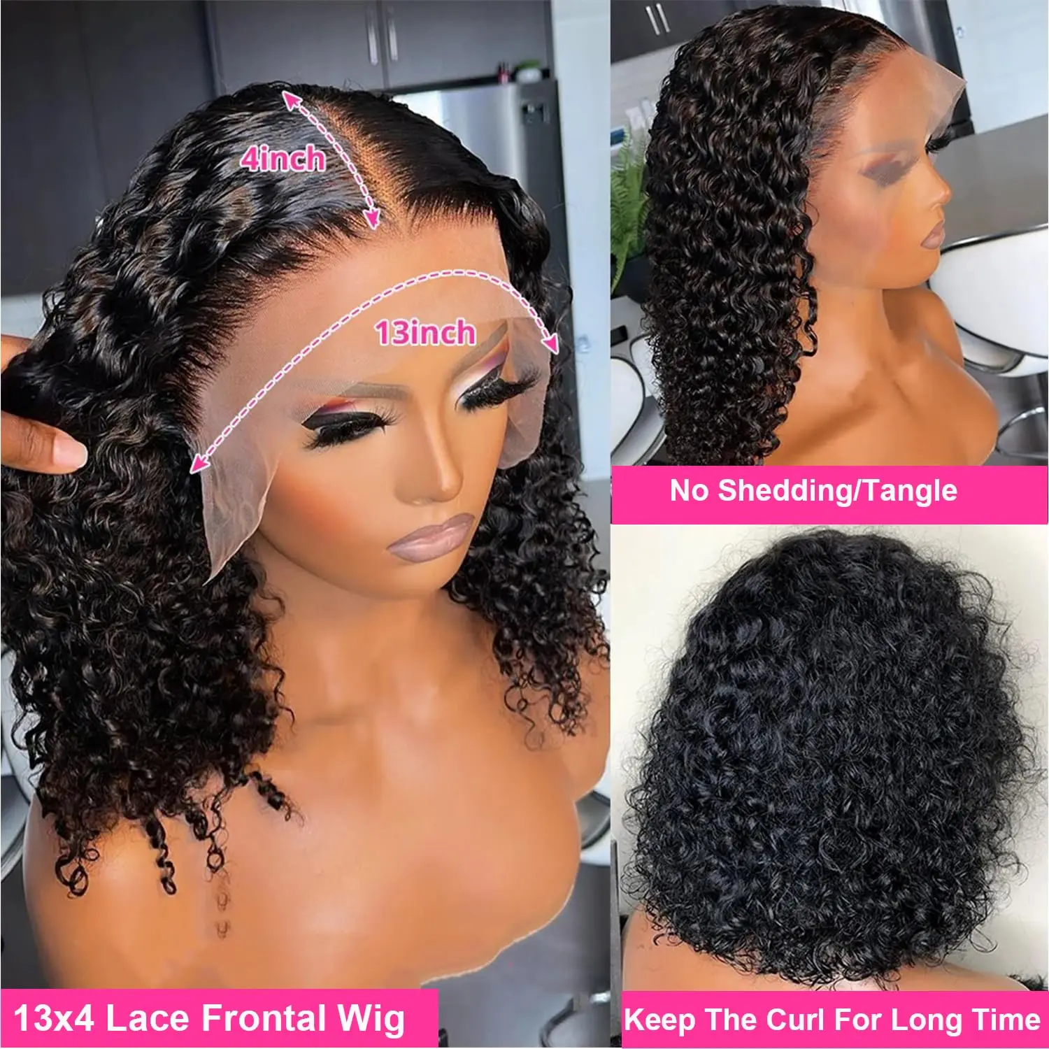 13x4 Deep Wave Curly Bob Wig Human Hair Transparent Lace Frontal Wigs Glueless Water Wave Lace Wig Perruques Cheveux Humains