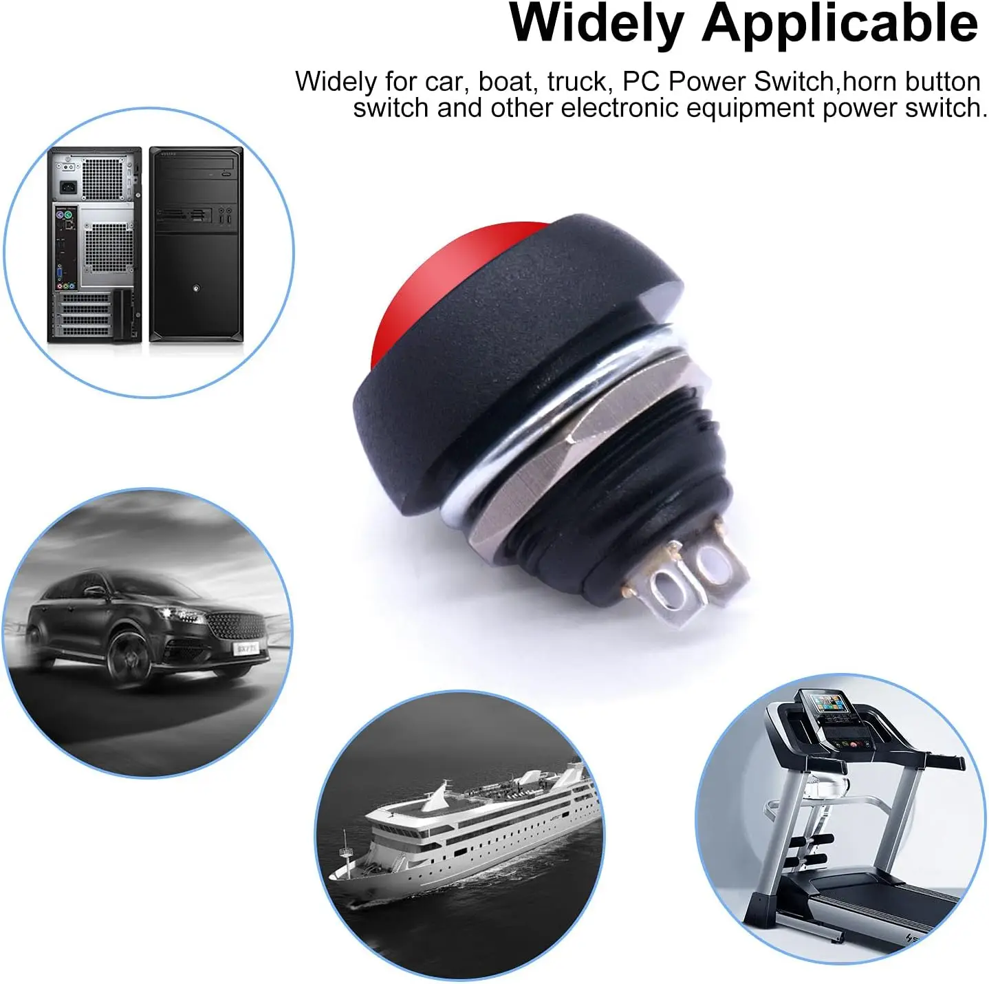 6 قطعة 12 مللي متر لحظة مفتاح بـزر دفع 1/2 "تركيب ثقب على قبالة صغيرة مستديرة مقاوم للماء أسود/أحمر مع أسلاك ملحومة مسبقًا