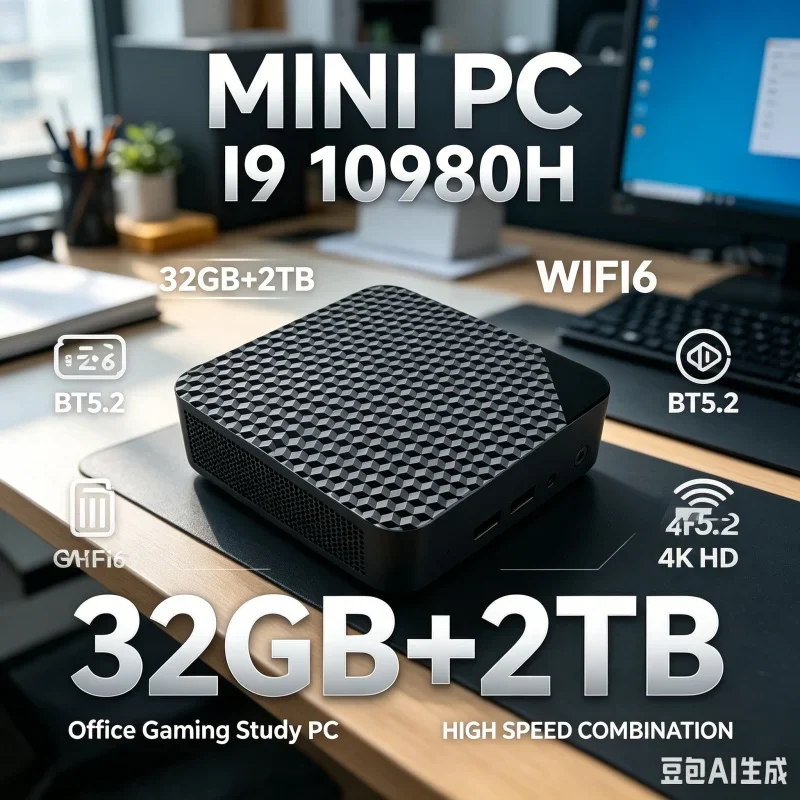 2026 Mini PC Intel i9-10980HK Strong Performance Mini PC 32GB Large RAM 1TB Fast SSD 4K Gaming Office Household Computer Mini PC