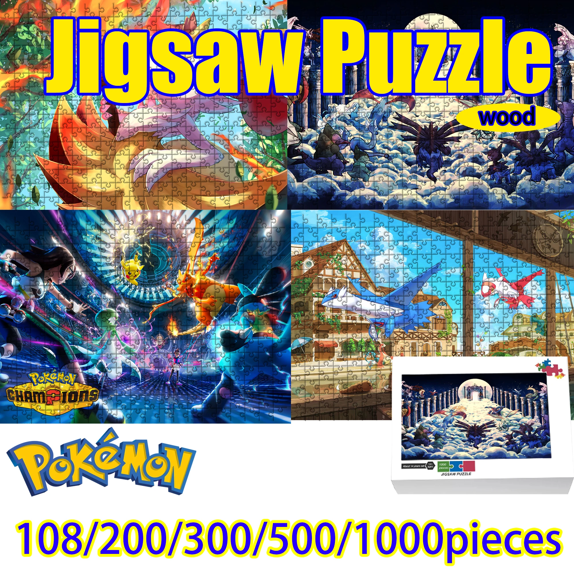 

Pokemon Pikachu Eevee Charizard Jigsaw Puzzle 108/200/300/500/1000 Pieces Wooden Puzzle High Quality gift toy