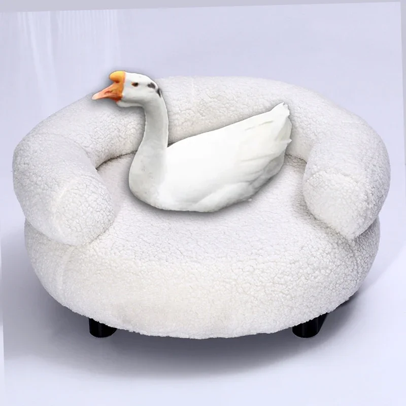 New Memory Foam Washable Premium Luxe Elavated Comfortable The Safety Beds Pet Nest Sleeping Sofa Circle Dog Bed White Fluffy