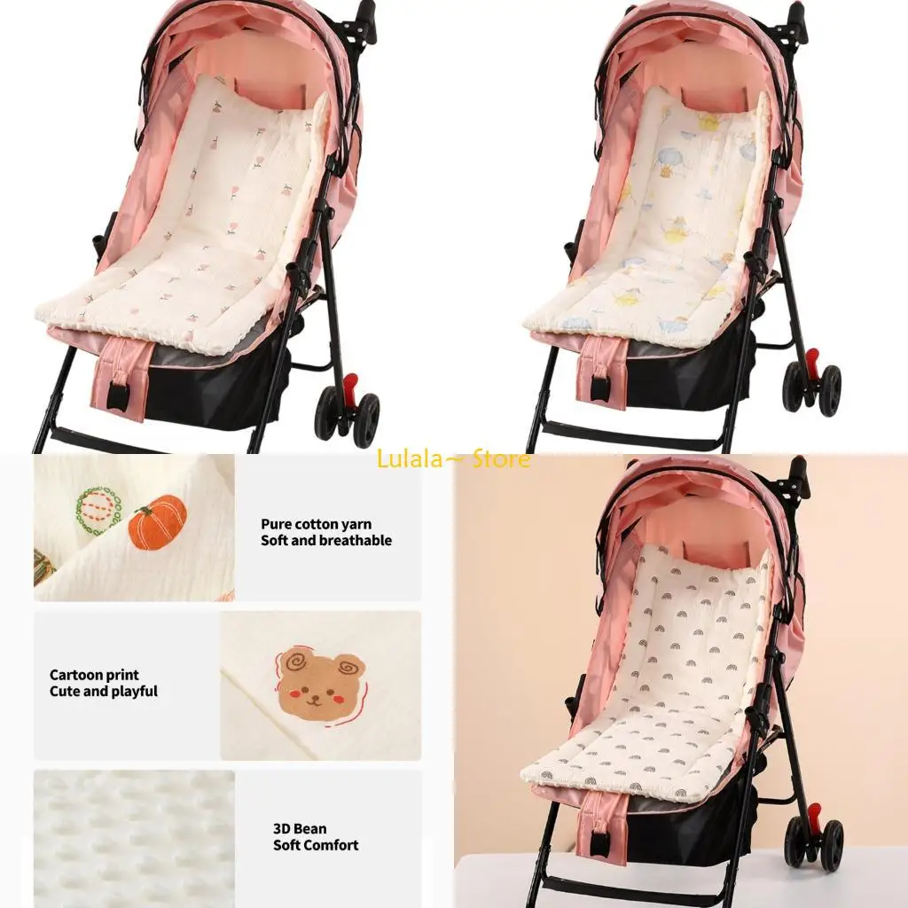 

Y4QA Lovely Pattern Supportive Pad Infant Strollers Liner Removable Cart Pad