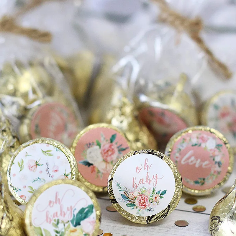 50-500 Uds pegatina de agradecimiento para etiquetas de sello de sobre pegatina redonda rosa hecha a mano decoración de embalaje de regalo pegatina