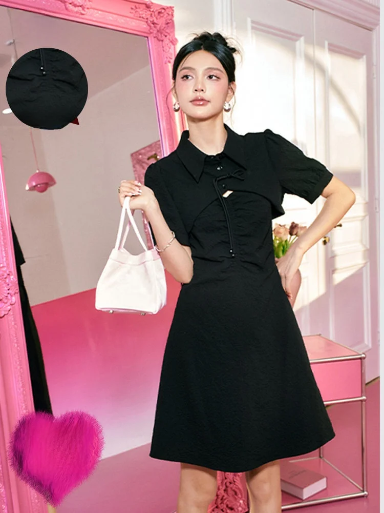 

Ele Chinese Sle Women's Dr Set with Button Design Spring Summer New Arrival Two-Piece Suit Faionable And Sli