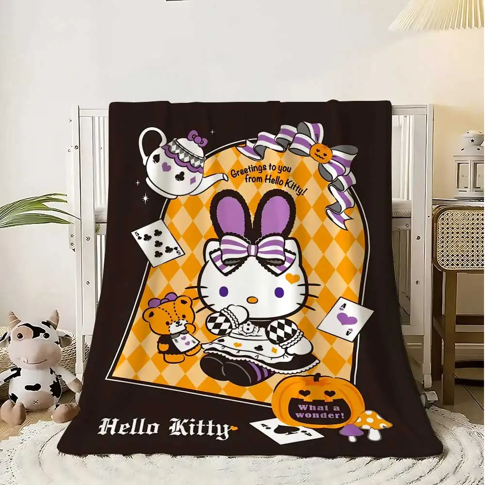 

Kawaii Halloween Kitty Thermal Blankets for Bed Throw Fleece Blanket Large Fluffy Plaid Home Interior Luxury Bedding Knee Soft