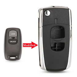 jinyuqin Modified 2 Buttons Remote Flip Key Shell Fob Case For Mazda 2 3 6 Series 2004-2010 Upgrade Replacement