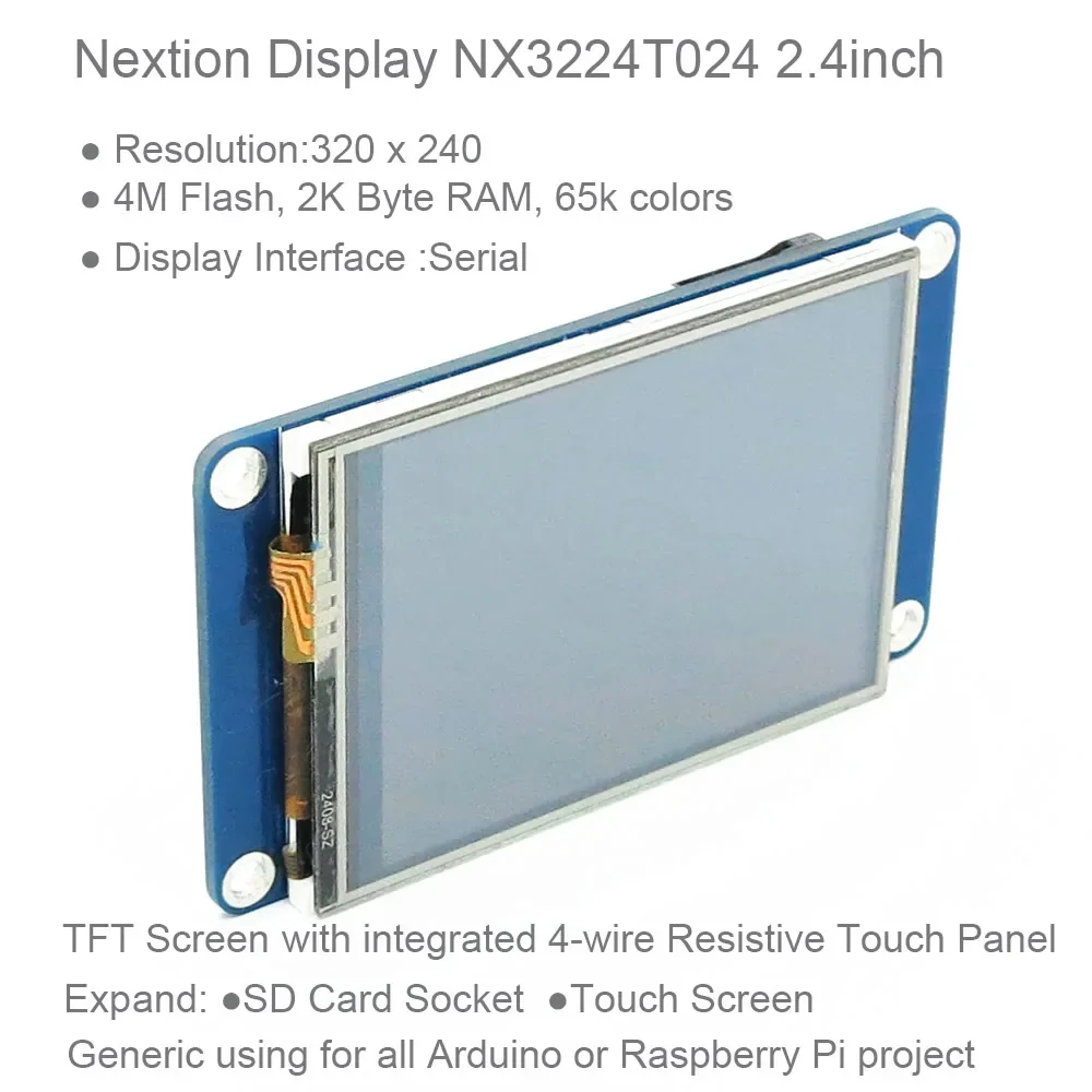 Imagem -03 - Nextion-módulo Inteligente Display Lcd Uart Hmi Tela de Toque Resistiva para Arduino Raspberry pi Esp8266 2.4 Nx3224t024