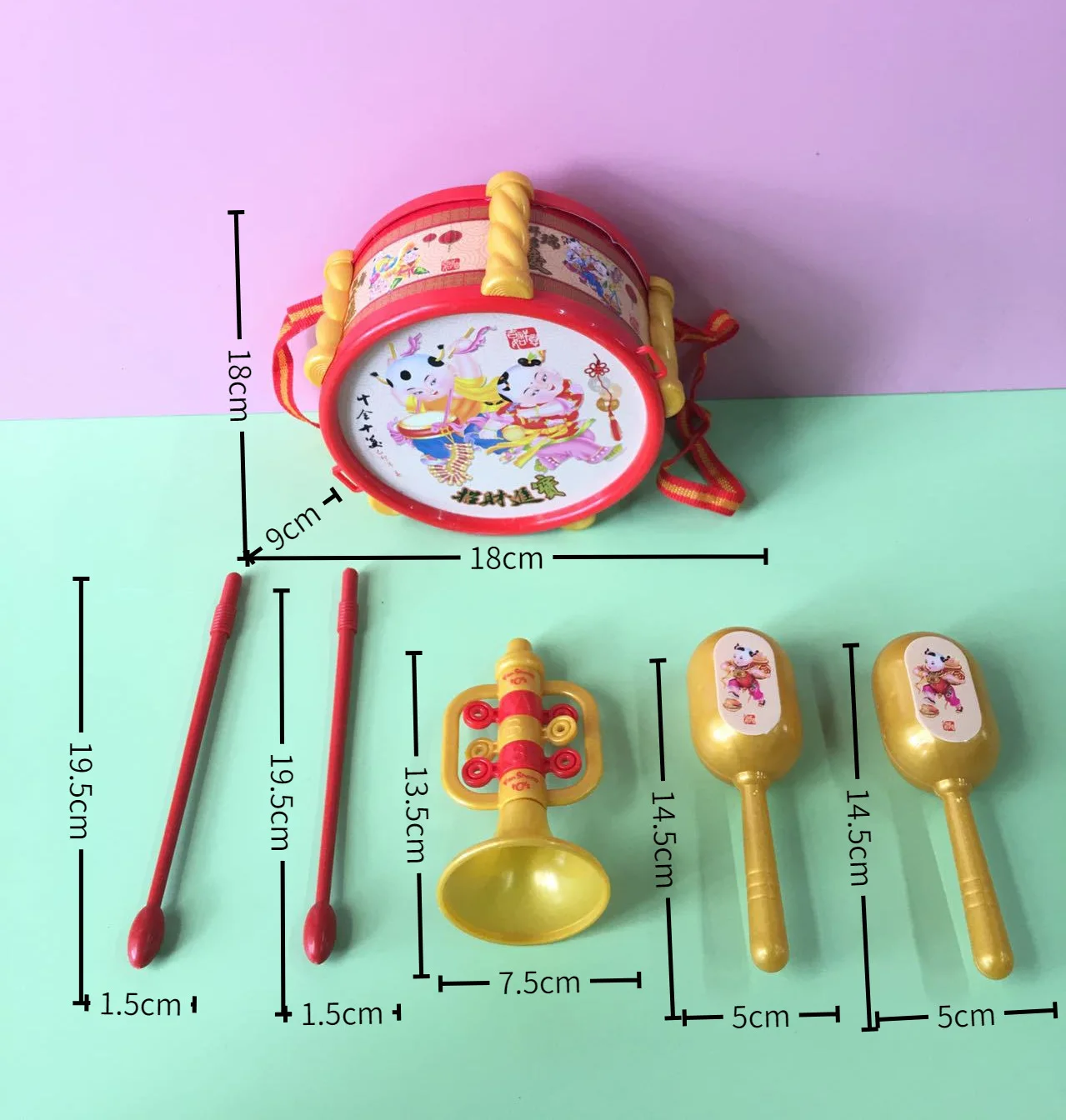 子供用縁起の良い花ドラム5-6個/セット楽しいノック音付き男の子女の子育成用楽器セットドラムサンドハンマーおもちゃ