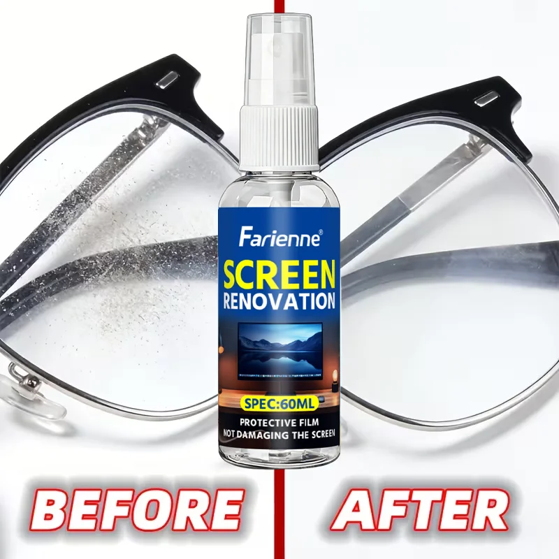 Farienne Multi-Use Lens Cleaning Spray Streak-Free Quick-Dry Oil Film & Grime Remover for Glasses Screens Optical Devices