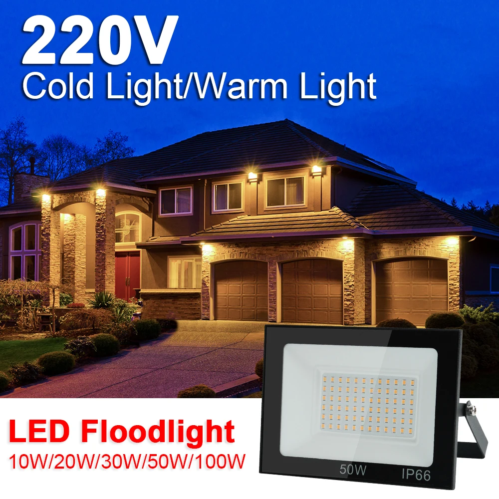 LED Floodlight AC220V Outdoor Lighting 200W Exterior Lighting Floodlight 100W Garden Lighting