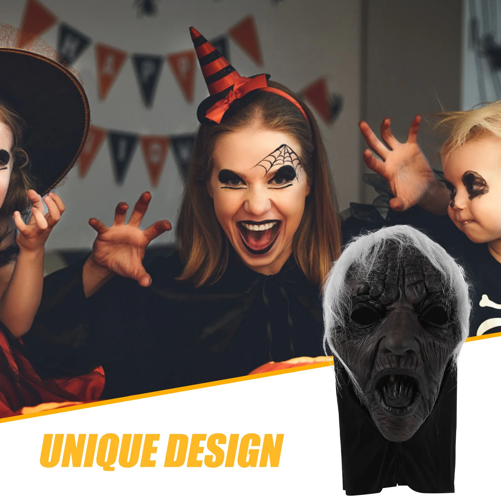 リアルな魔女マスク 大人用 不気味なデザイン ハロウィンパーティー小道具 怖いコスチュームアクセサリー 仮面舞踏会 魔法使いの仮装マスク