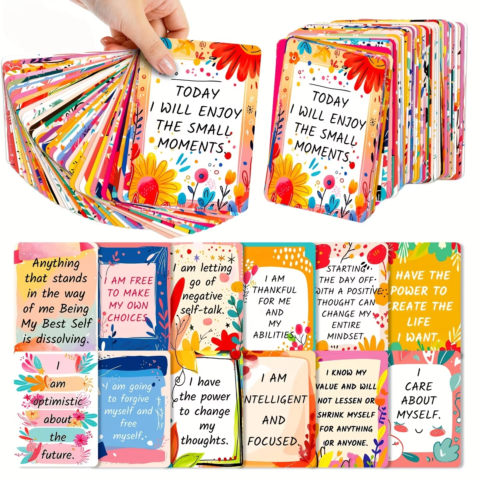 50-Piece Inspirational Quote Cards Set - Colorful Encouragement Cards with Positive Affirmations, Motivational Paper Card