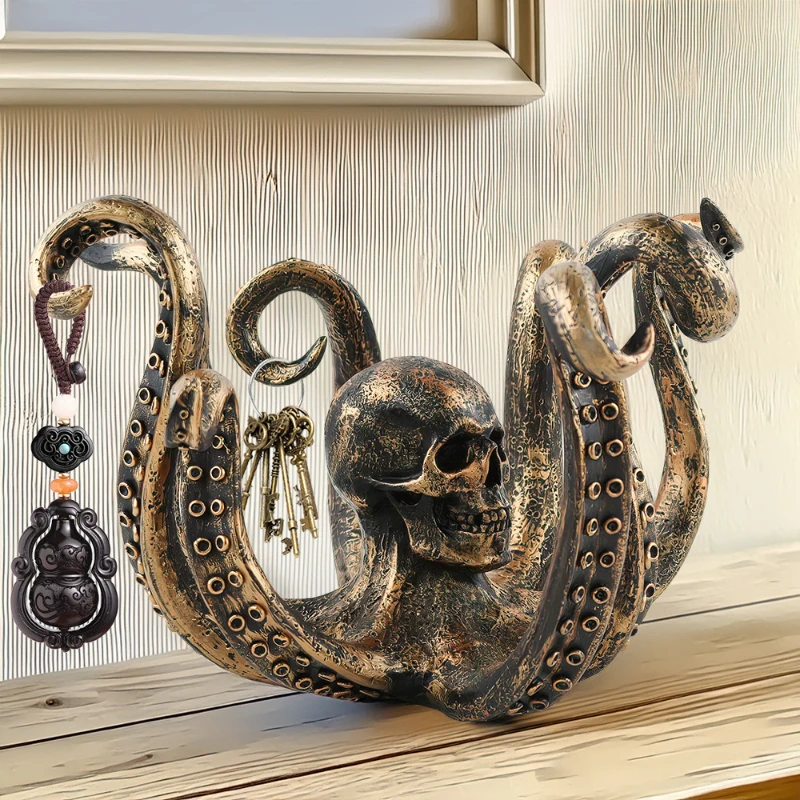 

Creative Skull Octopus Ornaments Hallowmas Simulation Horror Resin Crafts Decoration Office Personalized Ornament Storage