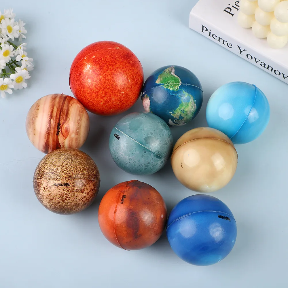 10 Stück Sonnensystem-Planet-Schwamm-weiche Bälle – wissenschaftliche Bildung, stressabbauendes Puzzle, Spielzeug, Sicherheit, ideale elastische PU-Kugel
