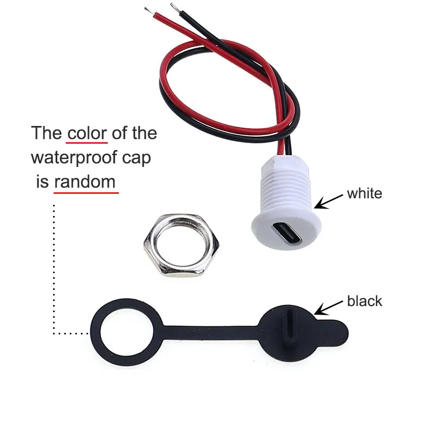 YuXi 1 Piece 2-5Pin Type-C Connector USB-C Charging Port Waterproof Female Socket With PH2.0 Terminal Soldering Wire