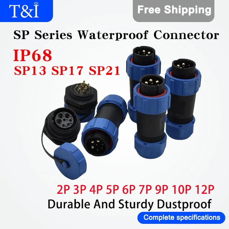 

5/10/100 Sets SP13/17/21-2/3/4/5/6/7/9/10/12P IP68 Plastic Waterproof Panel Installation Male Female Docking Flange Connector