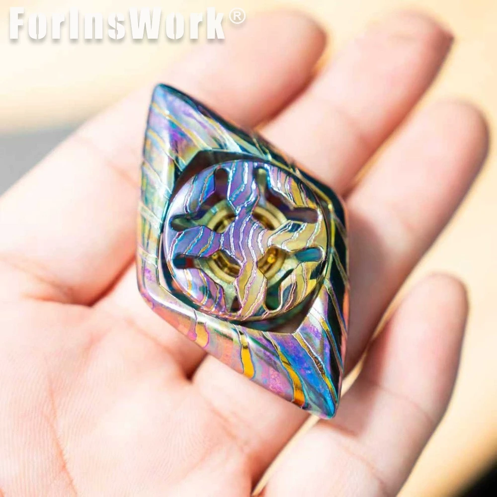 DB EDC Timascus dubbellaagse fidget-spinner voor lage temperaturen - EDC-speelgoed met stressverlichting van premium materiaal |   Soepel handgevoel