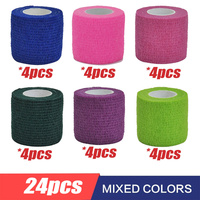 6/12/24pcs 5*4.8CM Gauze Bandage Self-adhesive Breathable Elastic Bandages for Sports Fixing Finger Wrist Leg