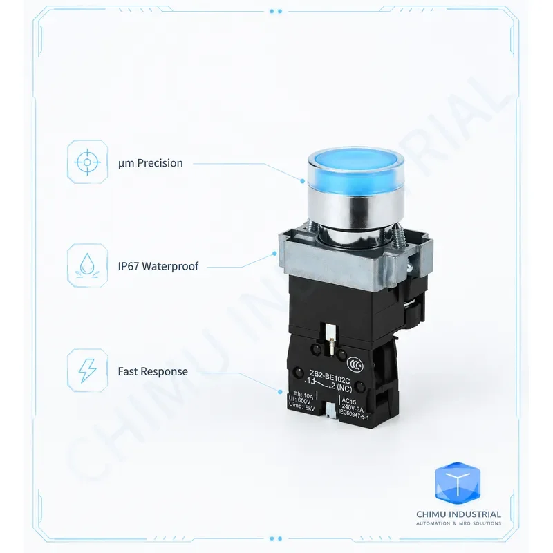 【CHIMU INDUSTRIAL】 for XB2-BW3462 BW3361 LED Push Button Switch Self-Resetting 24V 220V 380V view 4