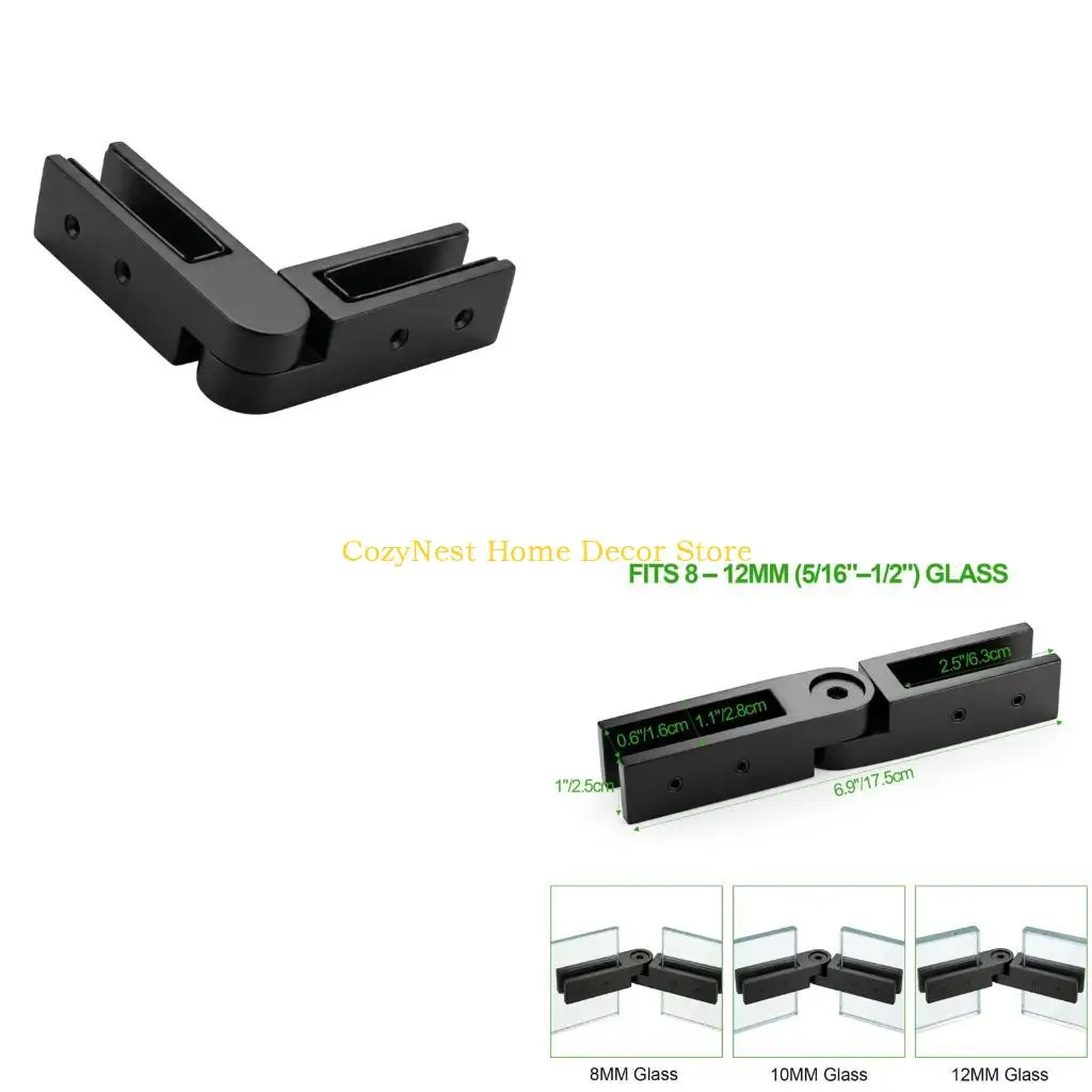 92MF 316 Steel Adjustable Glass Clamp for 8 to 13.5mm Glass, Black Railing Fitting for Deck Corners, Pool Fence Spans, and Glass