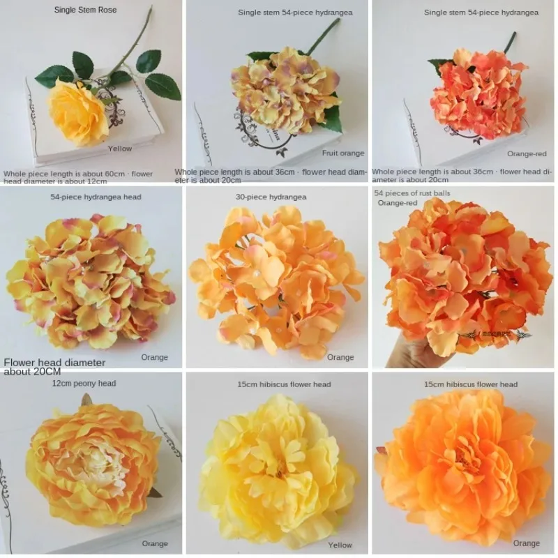 Artificial Flowers Orange Yellow Silk Peony Roses for Home Decor Bride Bouquet Wedding Accessories Craft DIY Home Garden Party