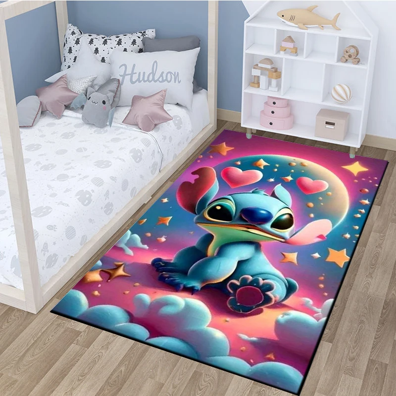 Disney-alfombra antideslizante de Lilo Stitch para niños, Alfombra de área grande 3D para el hogar, sala de estar, dormitorio de bebé, sofá,