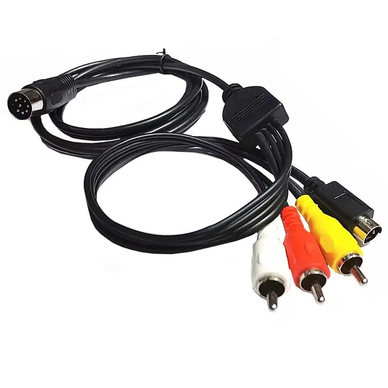 1.5m 1/4 Large 8-Core DIN 8Pin Male to Mini Din 4Pin (S-Video)+3RCA Male Lotus Old-Fashioned Audio and Video Cable