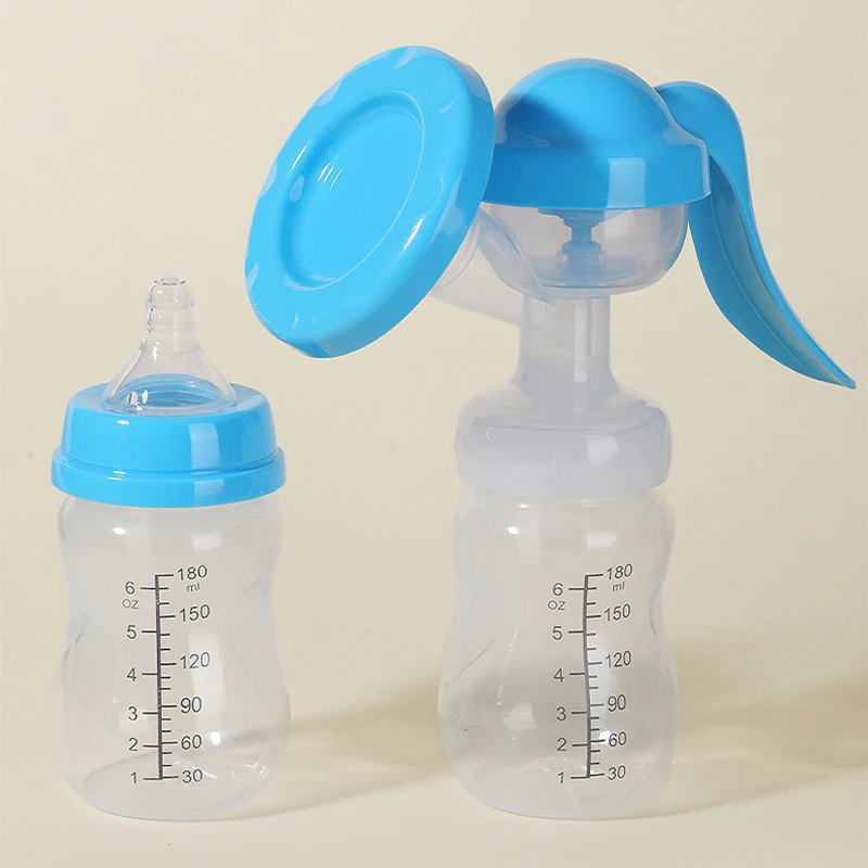 Extractor de leche manual, portátil y liviano, adecuado para viajes, uso doméstico - Con biberón transparente - Ideal para mamás que amamantan