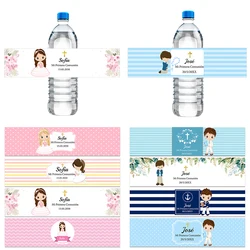 Etiquetas personalizadas para botella de agua, pegatinas autoadhesivas para decoración de Mi Primera Comunión, bautizo y Comunión, 30 piezas